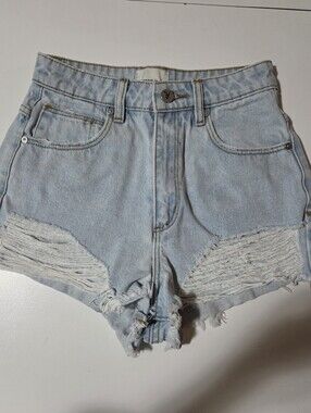 Abrand Jeans A High Relaxed Distressed Denim Shorts Size 24